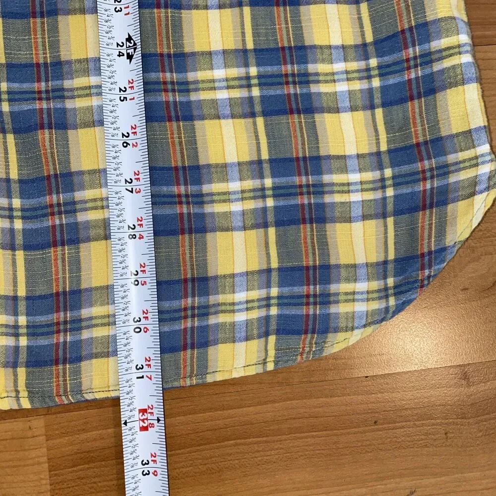 Grayers Clothiers Men's Shirt Size XXL Yellow Blue Plaid Cotton‎ Long Sleeve